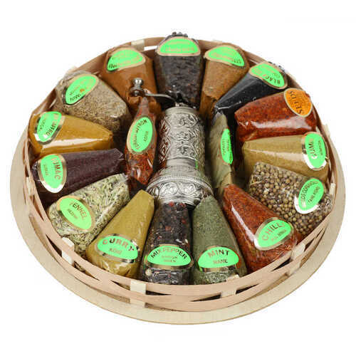 Buy Big Turkish Spice Basket with Grinder, 15 Different Turkish