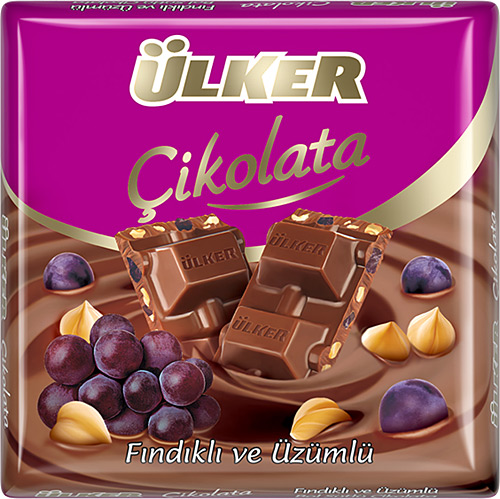 Ülker - Milky Chocolate with Hazelnut and Grape 70 gr