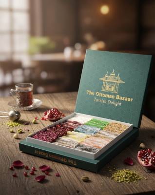 The Ottoman Bazaar - Mix Box of Finger Size Turkish Delight with Pistachio 1000 g