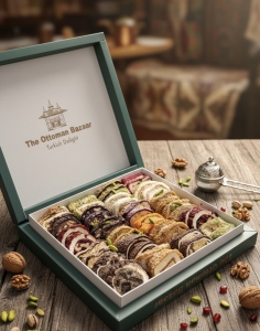 Assorted Turkish Delight Mix Box – Traditional Ottoman Sweets with Pistachio, Hazelnut & Fruit Flavors – 1000g Gift Box - Thumbnail