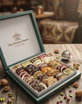 Assorted Turkish Delight Mix Box – Traditional Ottoman Sweets with Pistachio, Hazelnut & Fruit Flavors – 1000g Gift Box