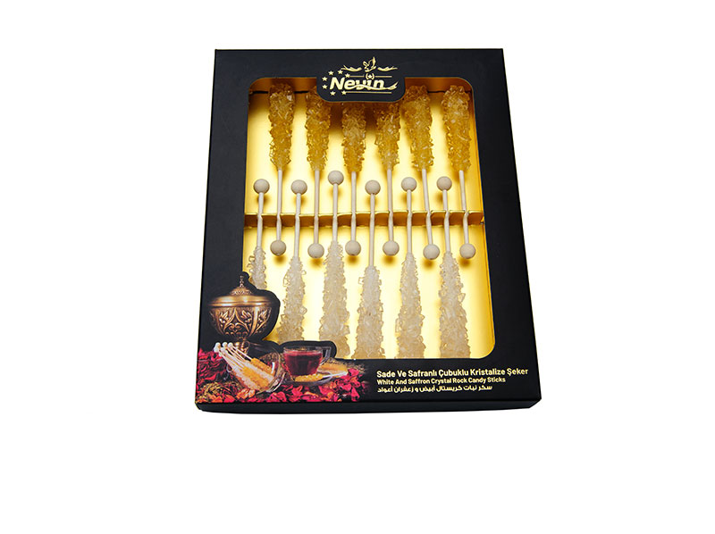  - Saffron Sugar and White Sugar Candy Stick 12 Pieces